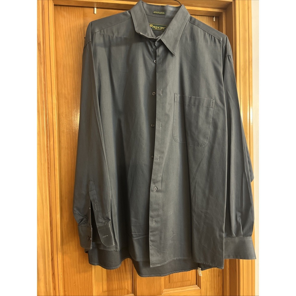 Principe Men Shirt 44-17.5 34/35 Gray Button Up  Made In Italy